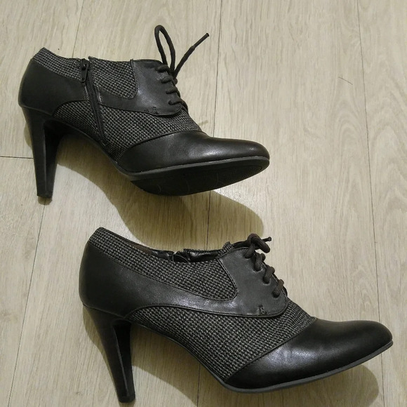 IMPO Brown Leather/Textile Side Zip Lace Up Sz 7.5 - Picture 2 of 7